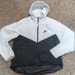 Nike Black and Gray Windbreaker Jacket with Hood